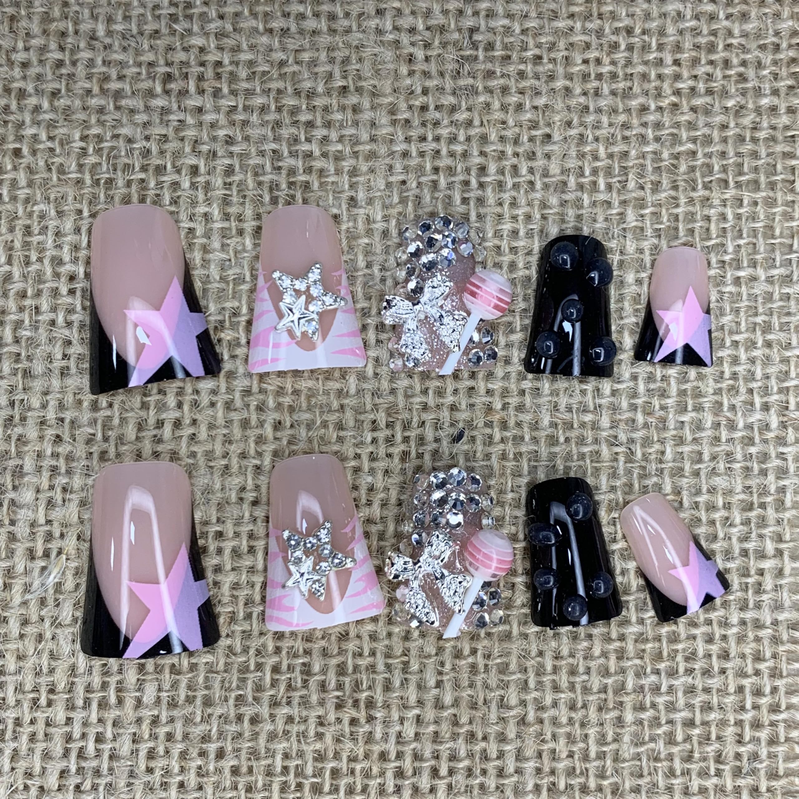 BABALAL star and bow charm detail showing decorative bling for standout nails