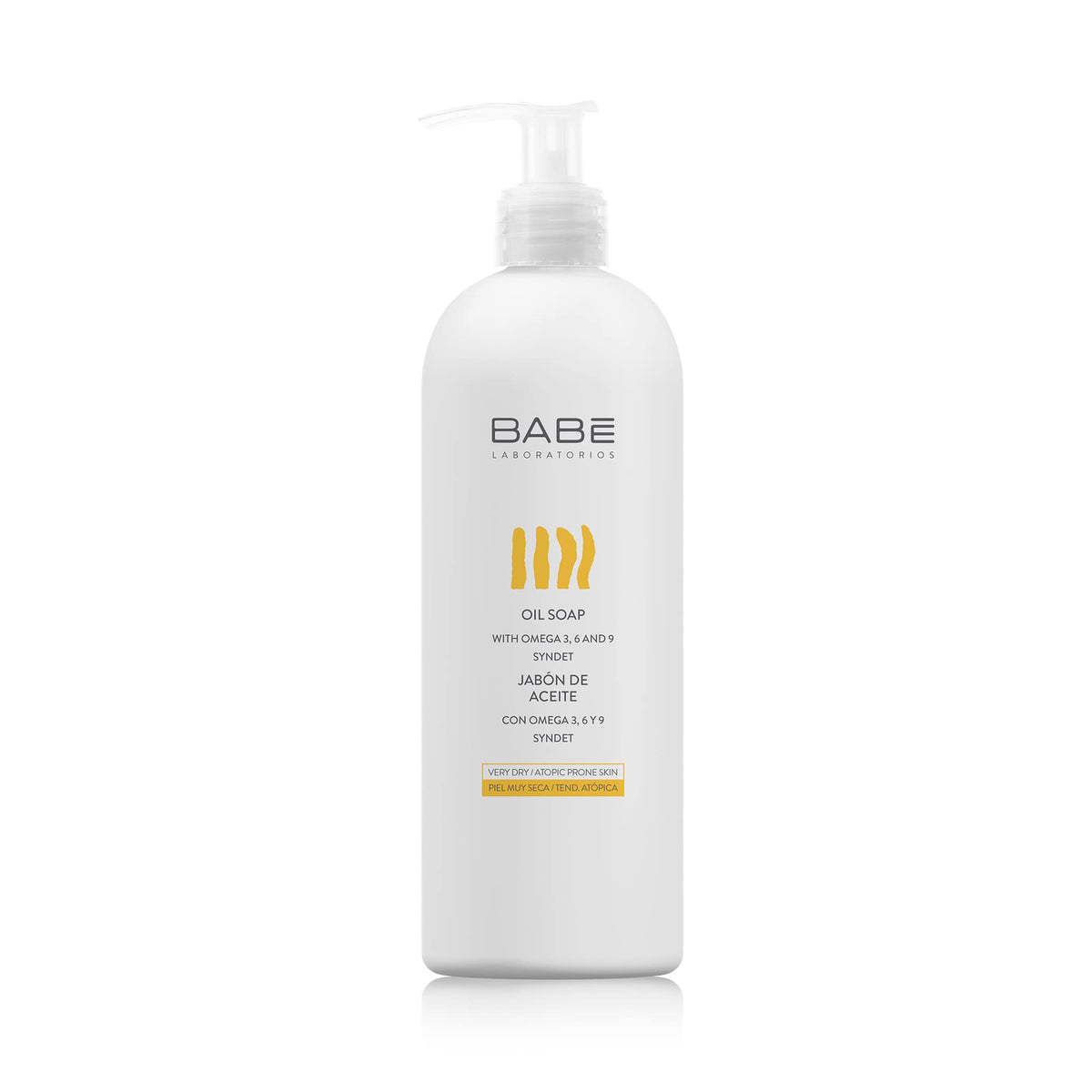 LABORATORIOS BABE front bottle showing 500ml and gentle cleanser benefit