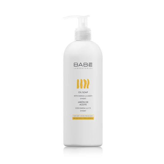 LABORATORIOS BABE front bottle showing 500ml and gentle cleanser benefit