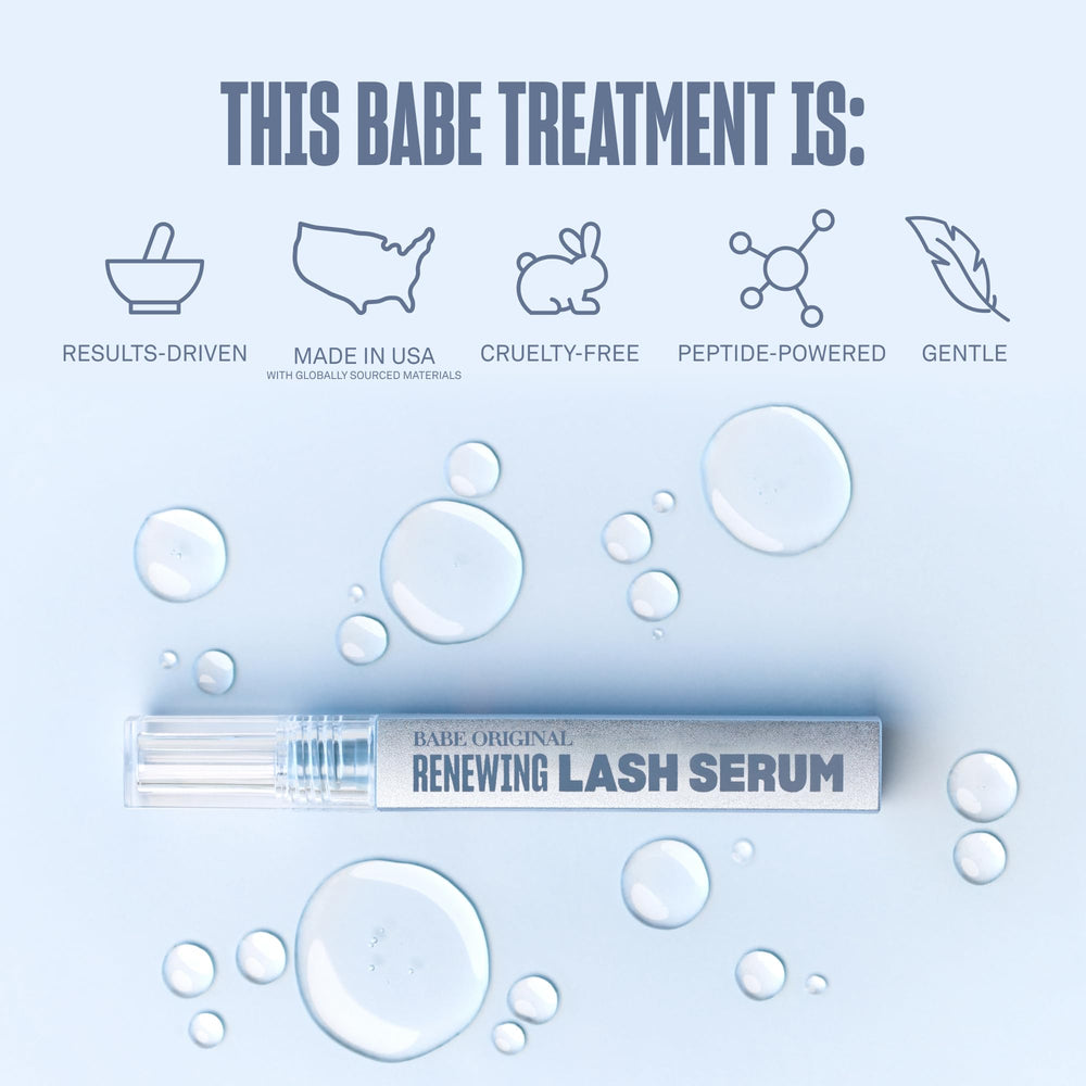 BABE ORIGINAL applying serum to lashline demonstrating easy nightly use