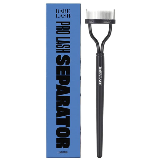 BABE ORIGINAL front view of metal lash comb showing slim profile and finish benefits