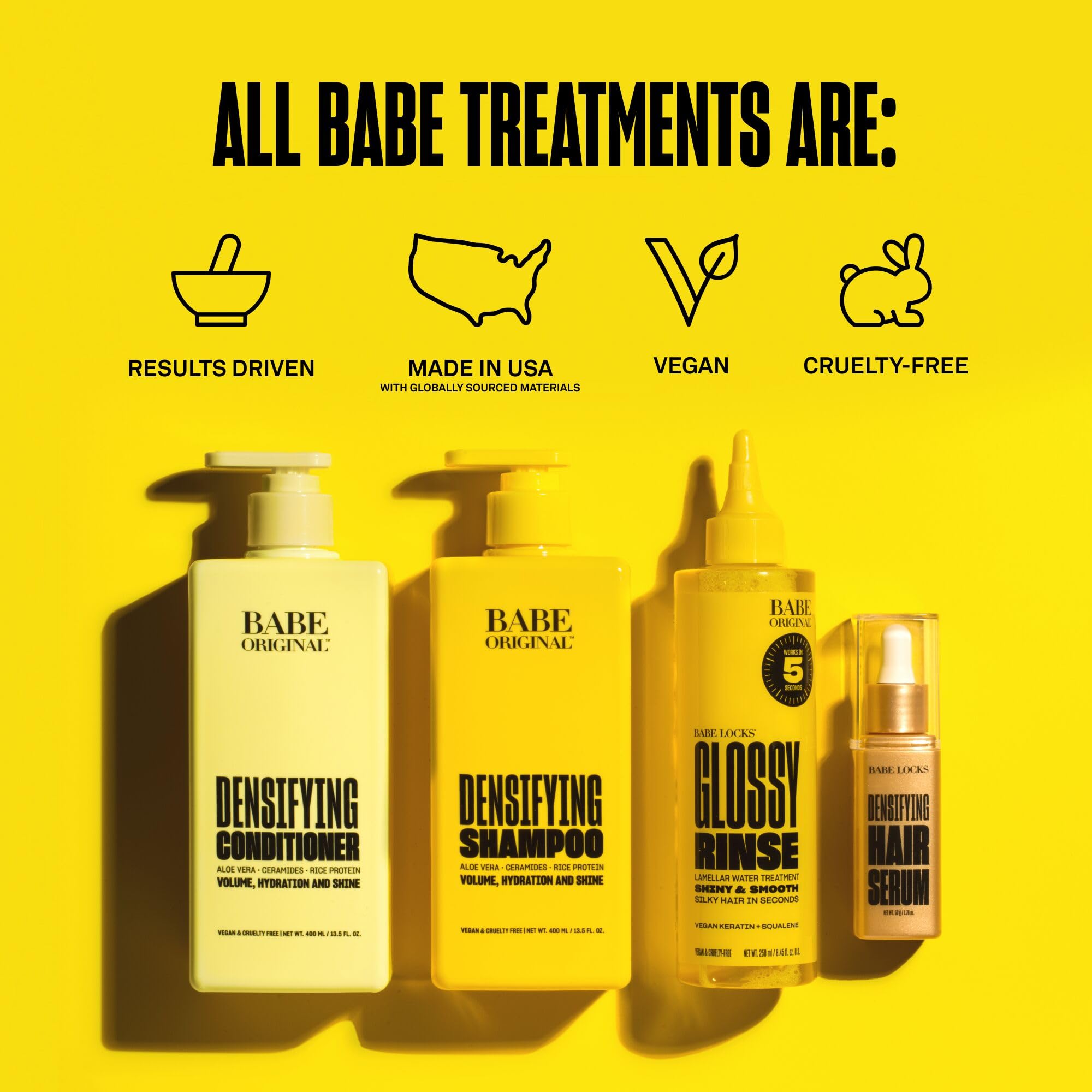 BABE ORIGINAL bottle in hand showing size and scale for user clarity benefit