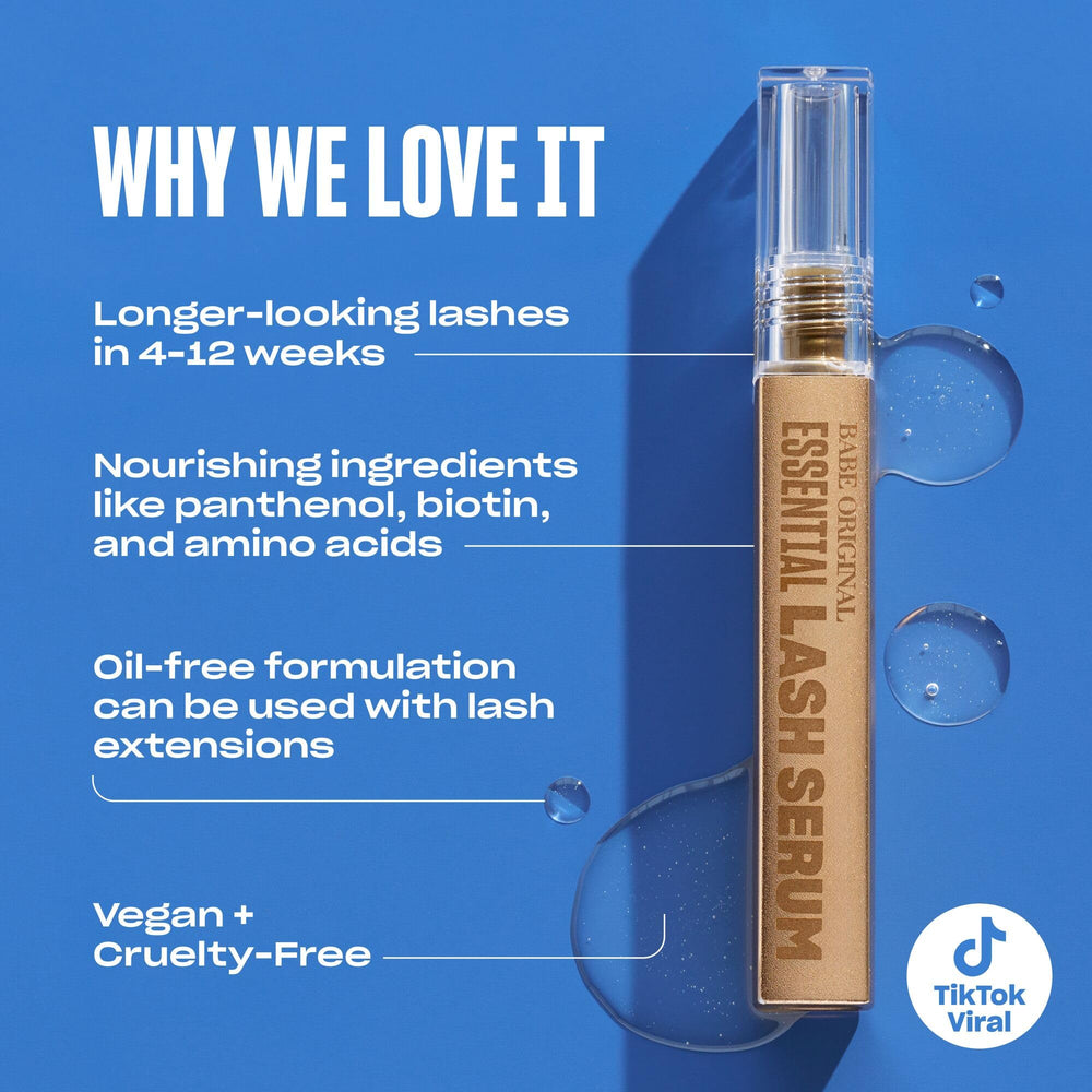 BABE ORIGINAL clear serum texture drop showing lightweight hydration benefit