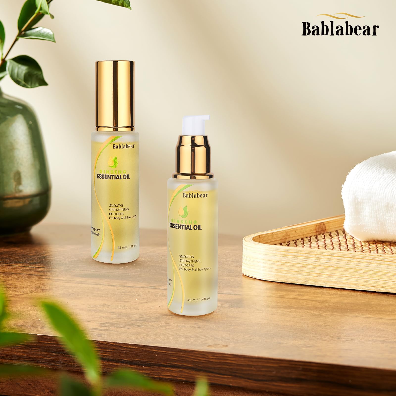 bablabear on bathroom shelf in a styled setting suggesting daily routine benefit