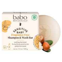 Babo Botanicals front packaging showing fragrance-free bar benefit