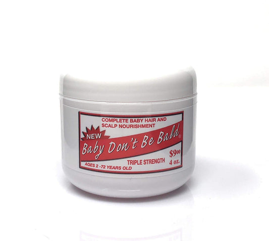 Baby Don't Bald front bottle view showing clear label and easy dispense benefit