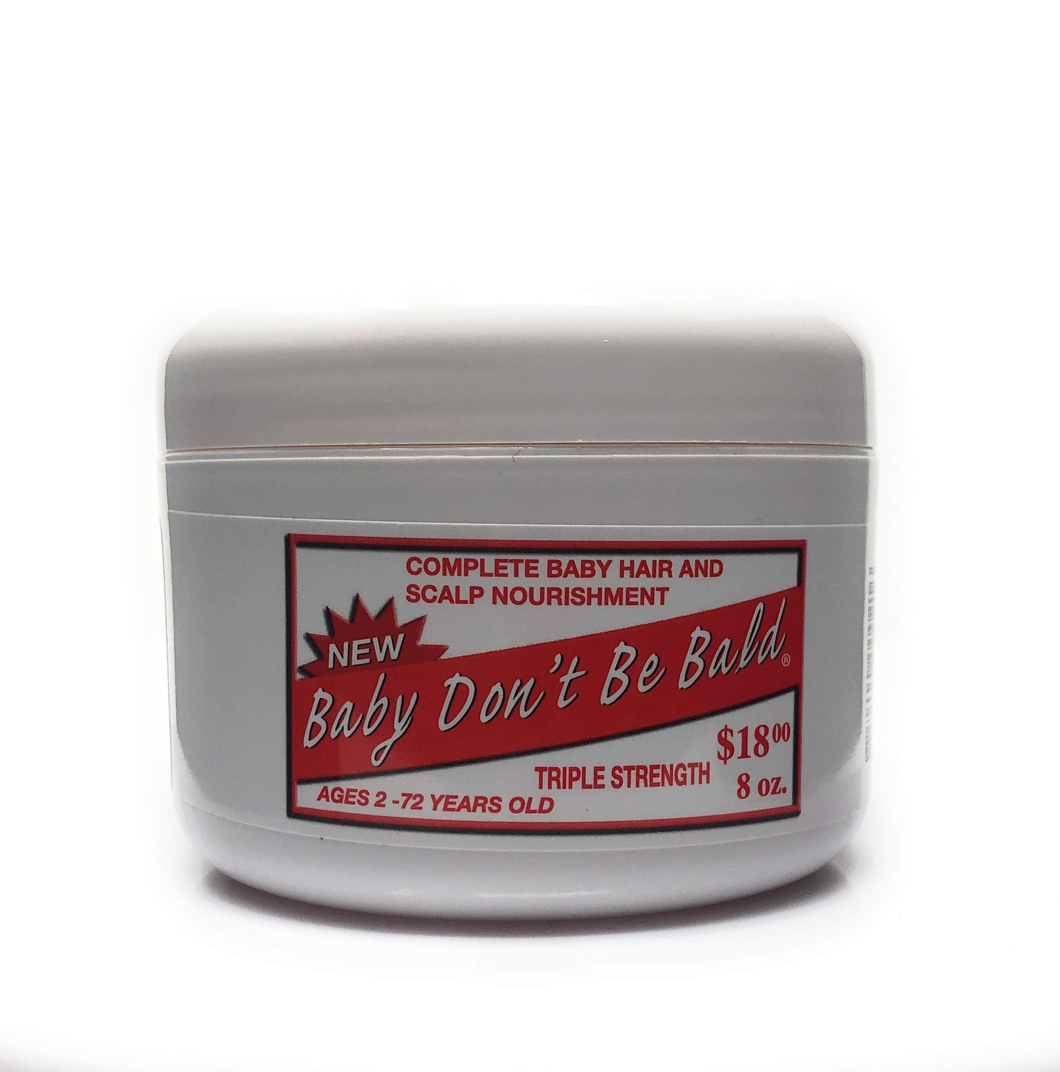 Baby Don't Be Bald front bottle view showing label and easy-pour cap, promotes gentle nourishment