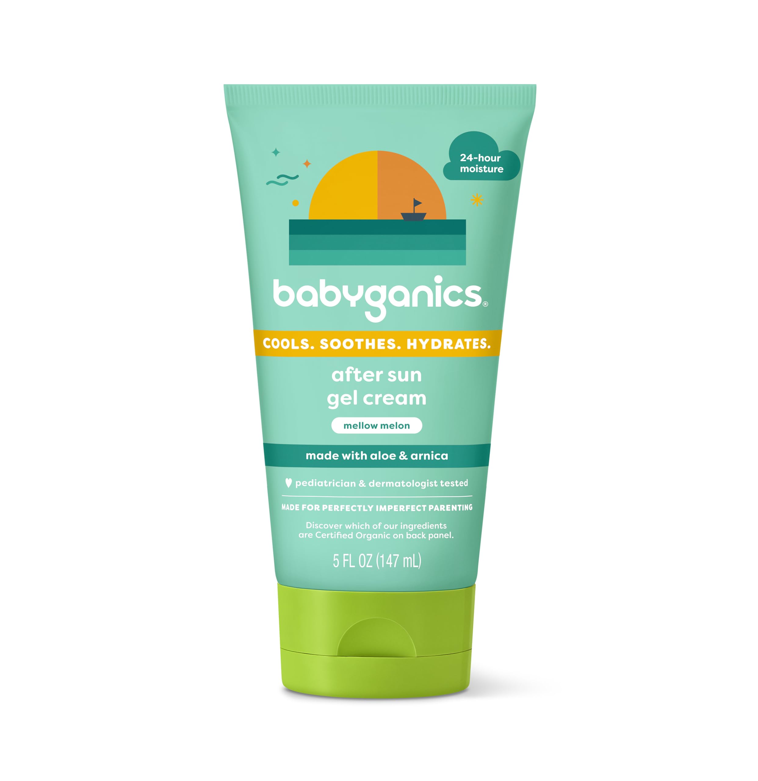 BabyGanics mellow melon front packaging showing tube and branding for travel-friendly use