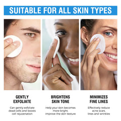 BACHERI pad applying to cheek showing gentle exfoliation and even coverage benefit