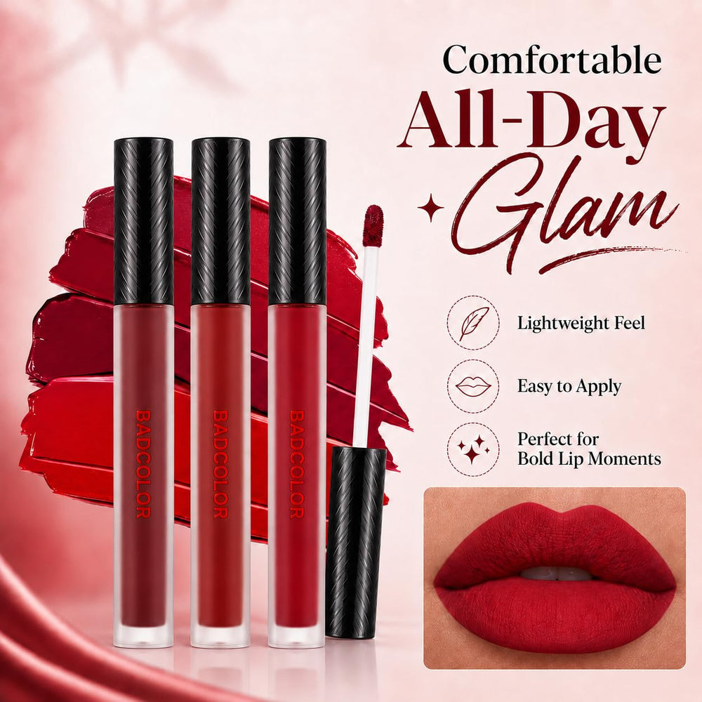 BADCOLOR true red texture close-up highlighting smooth, buildable color
