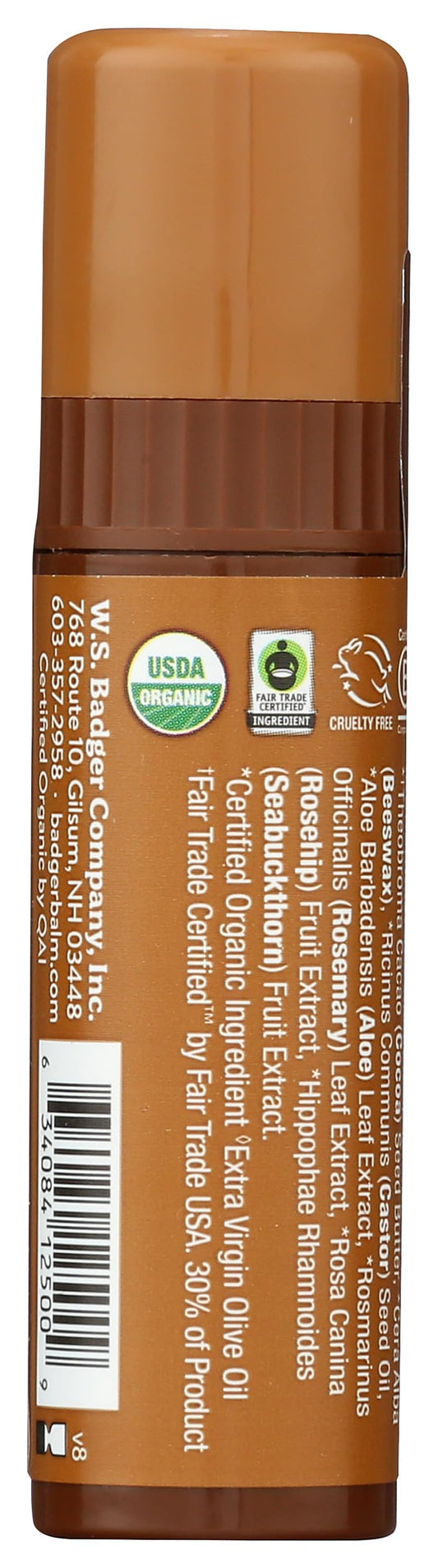 Badger close-up of creamy cocoa balm texture showing smooth glide