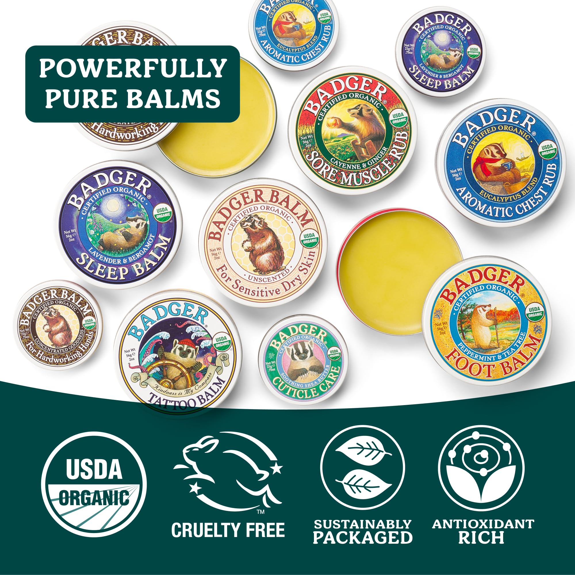Badger product label close-up showing organic ingredients and clarity