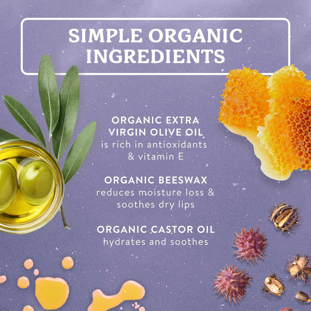 Badger close-up of organic ingredient list display highlighting natural benefits