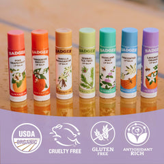 Badger swipe of balm on skin showing silky texture and quick absorption benefits