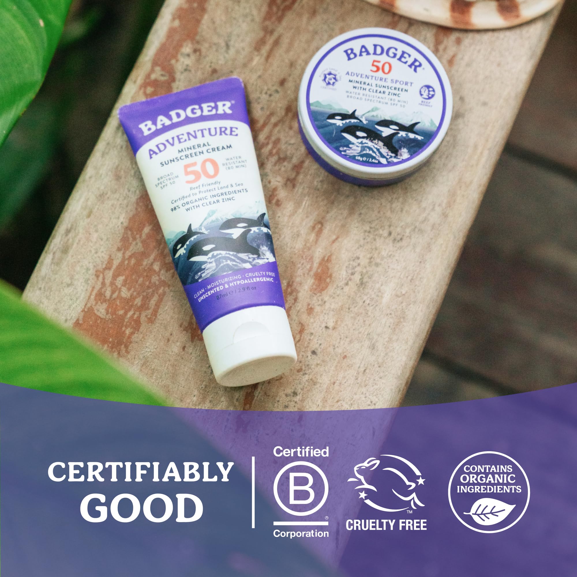 Badger tin in a beach kit showing on-the-go sun protection benefit