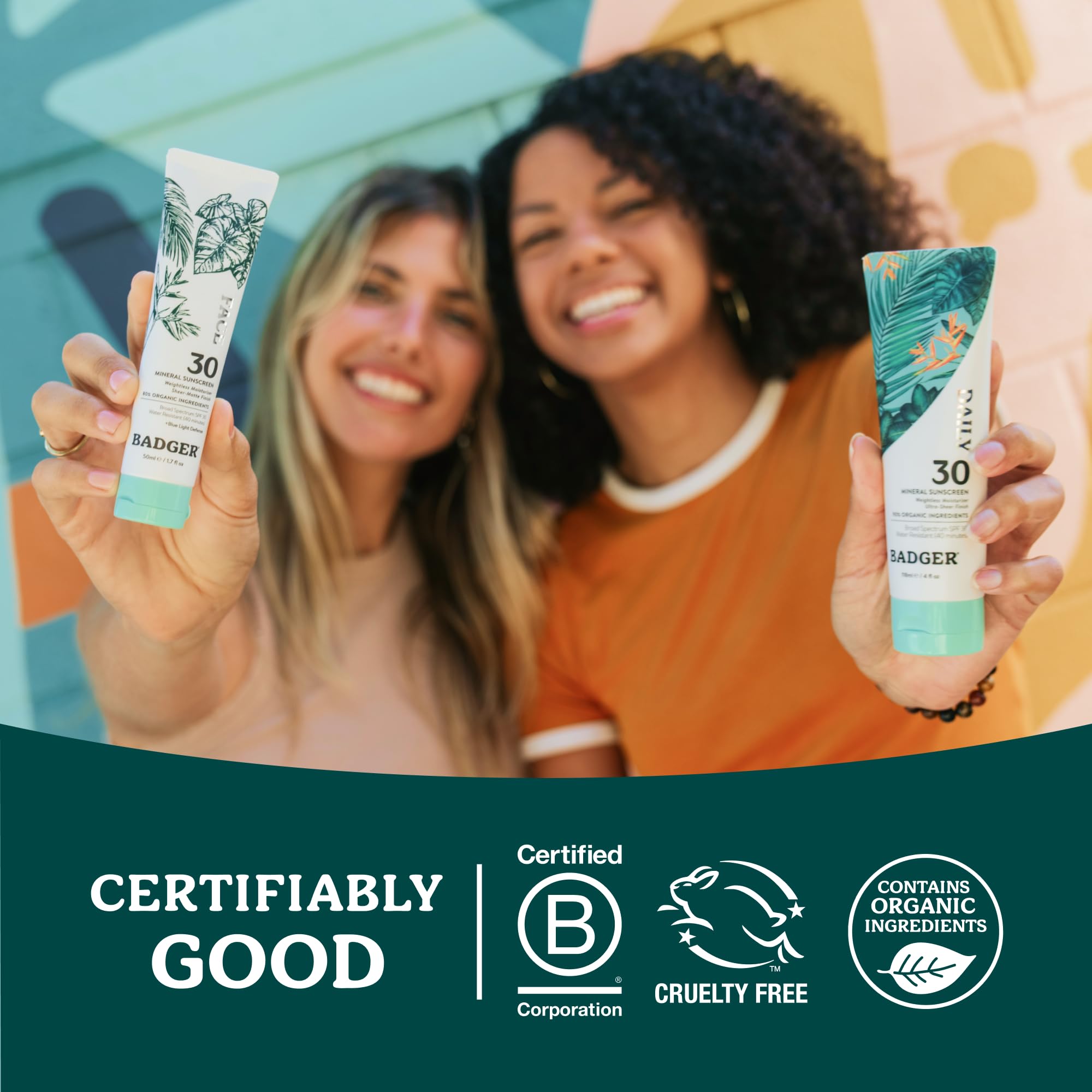 Badger recycled tube and sustainability icons demonstrating eco-conscious choice