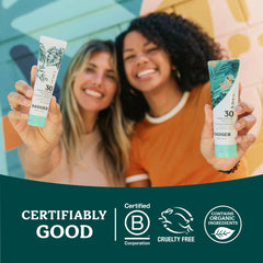 Badger recycled tube and sustainability icons demonstrating eco-conscious choice