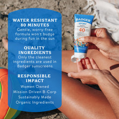 Badger sport label closeup showing organic ingredients and certifications