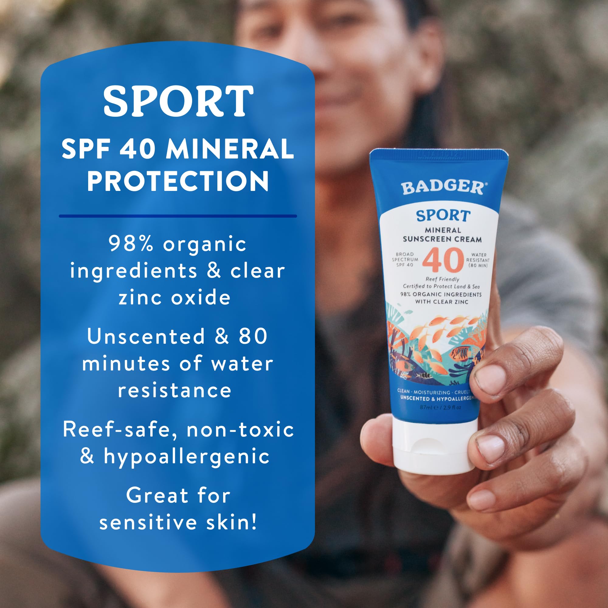 Badger sport open tube texture demonstrating easy rub-in benefit