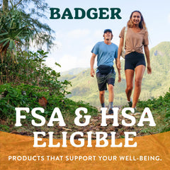 Badger sustainability badges showing solar-made production and eco-friendly claims
