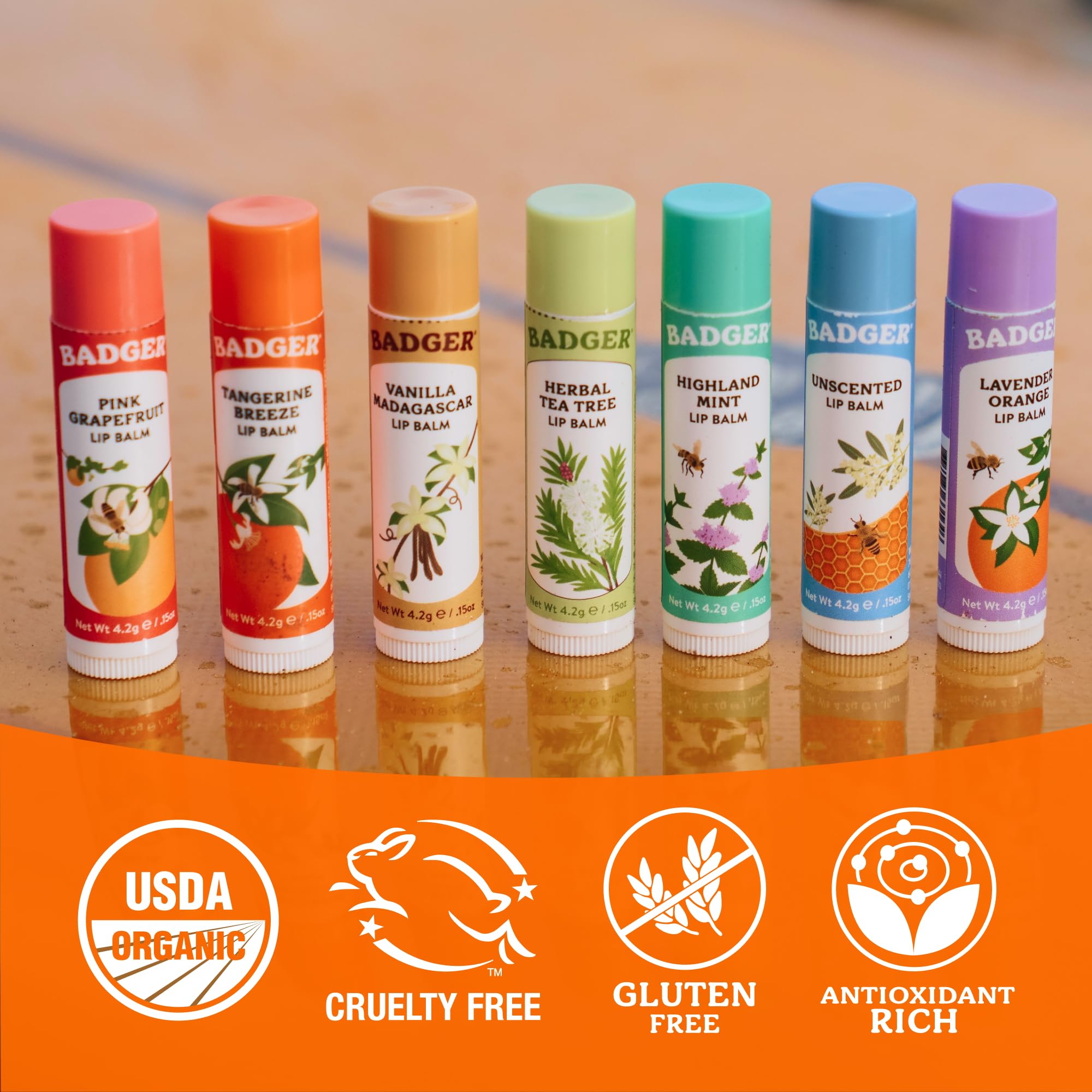 Badger ingredients label showing organic beeswax olive oil and aloe certifications