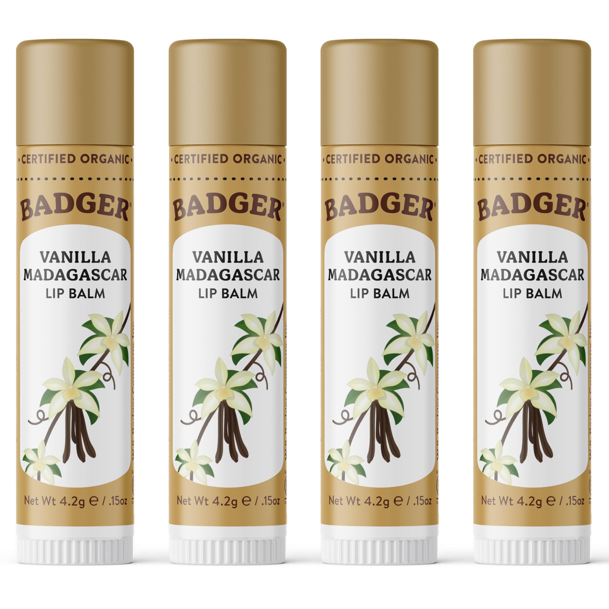 Badger front view of tube showing label and organic branding benefit