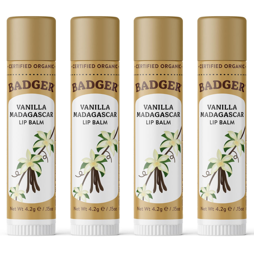 Badger front view of tube showing label and organic branding benefit