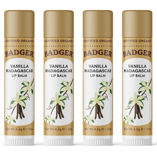 Badger front view of tube showing label and organic branding benefit