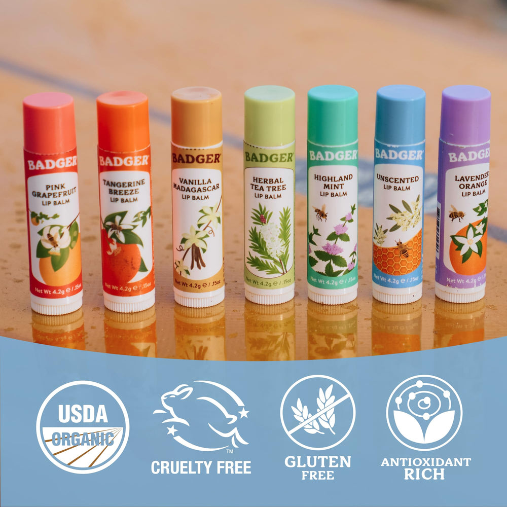 Badger vanilla tube with vanilla pod illustrating warm soothing scent