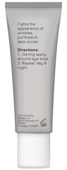 Baebody eye gel next to a hand for size comparison and travel-friendly volume