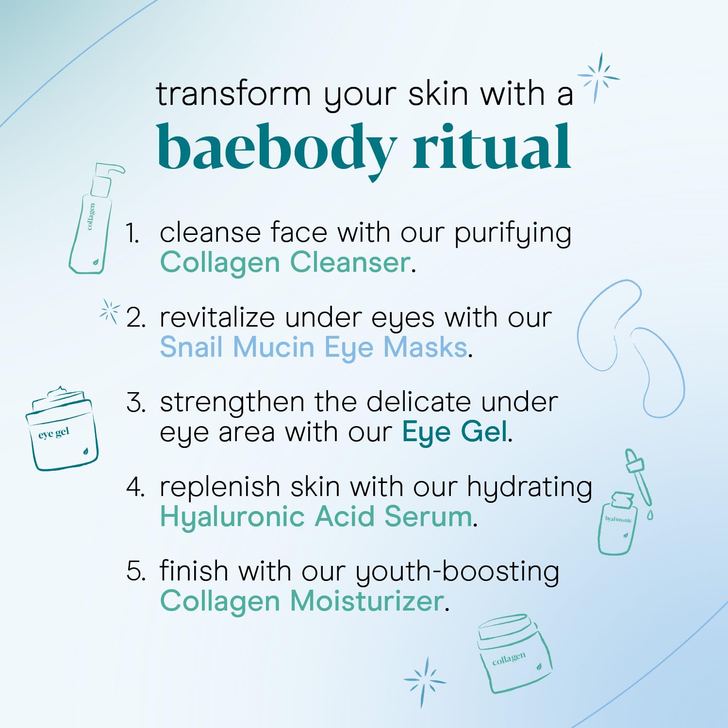 Baebody ingredient focus on snail mucin and hyaluronic hydration