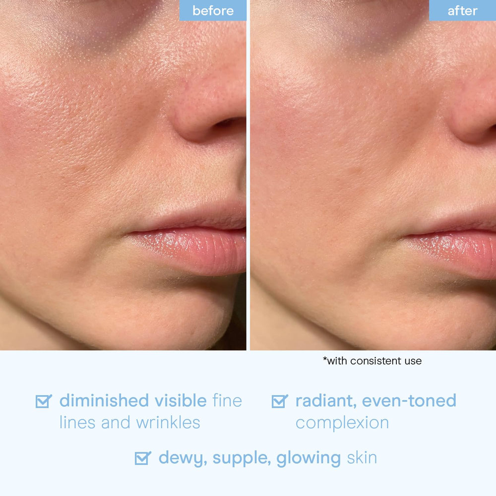 Baebody bottle on bathroom counter for nighttime routine and restored skin