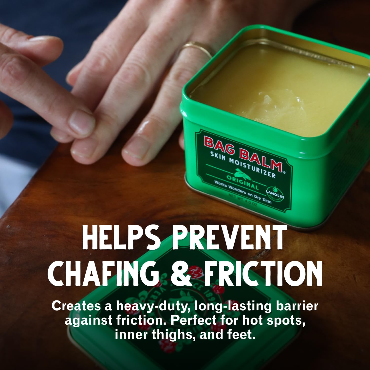 Bag Balm used on lips and cuticles to soften and condition skin