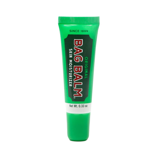 Bag Balm tube front view showing label and compact size for portable hydration