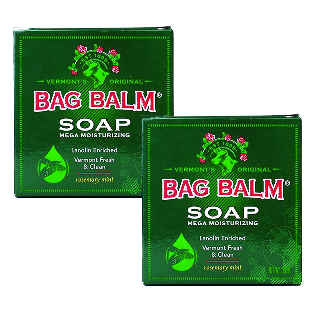 Bag Balm front packaging showing rosemary mint scent benefits skin hydration
