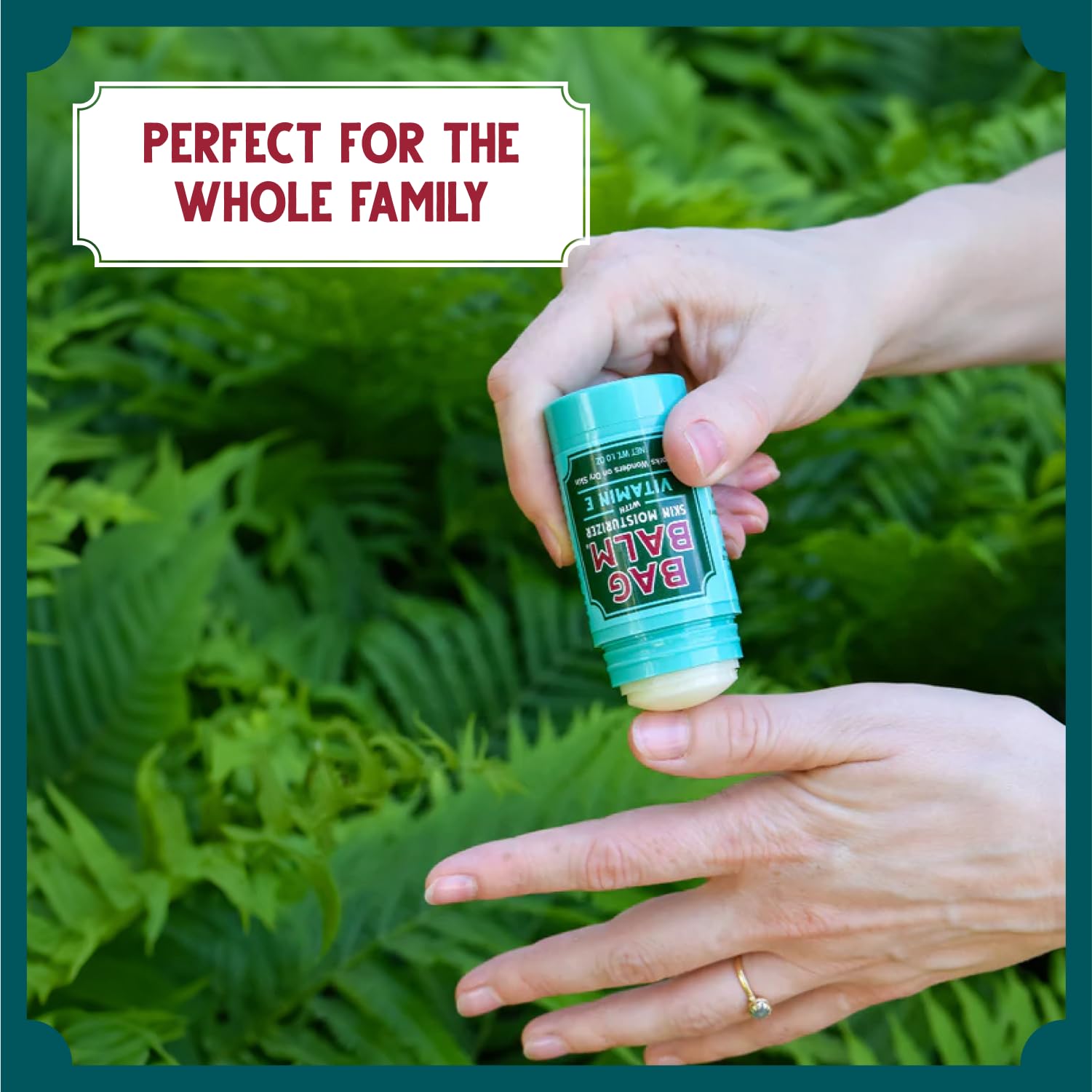 Bag Balm next to a coin showing 1oz size for travel-friendly brand portability
