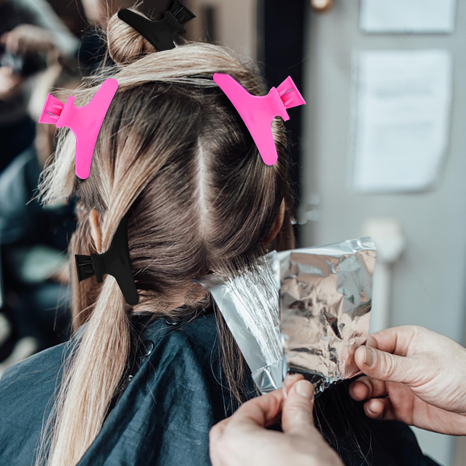 BAHABY black and hot pink clips laid out to show color options and quantity