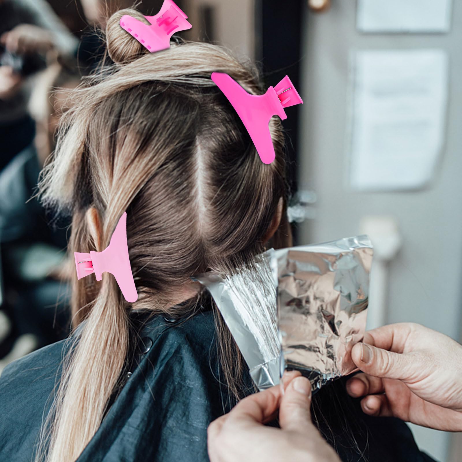 BAHABY clip in use while blow-drying showing quick sectioning and hands-free styling