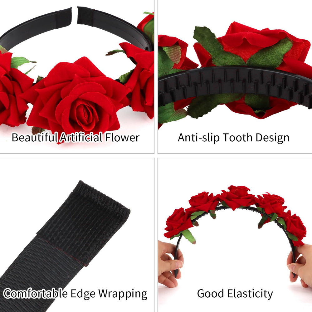 BAHABY side profile of flower crown showing flexible band and fit