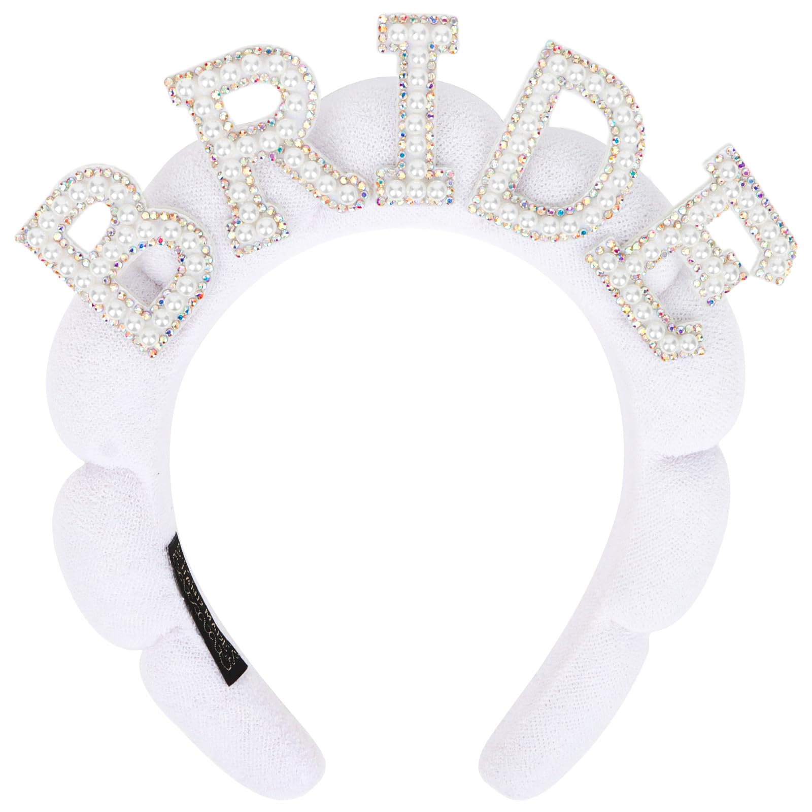 BAHABY front view of BRIDE pearl headband showing clear design and benefit
