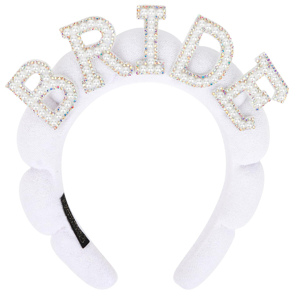 BAHABY front view of BRIDE pearl headband showing clear design and benefit