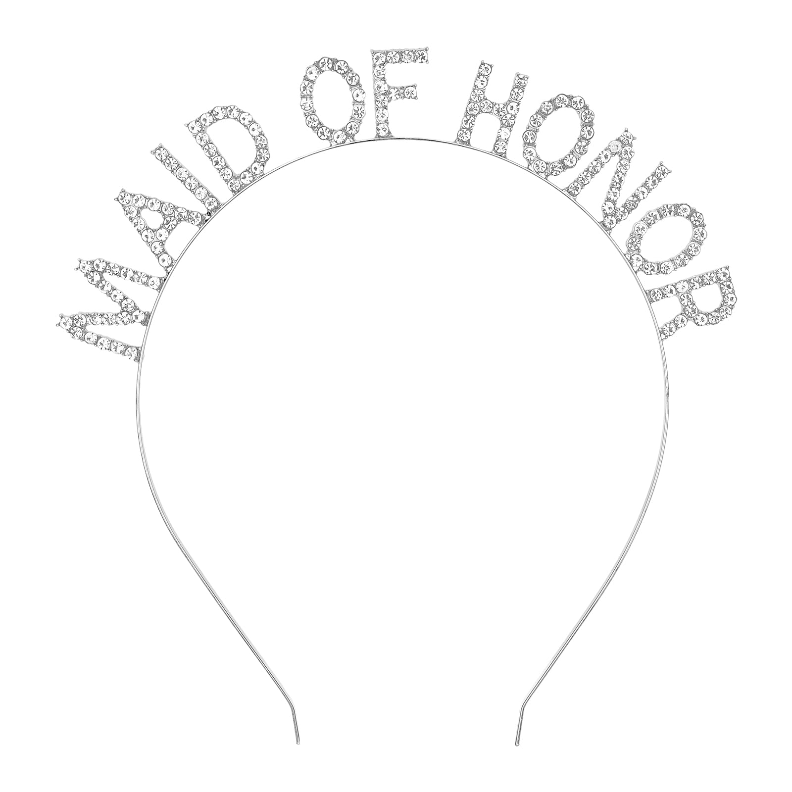BAHABY front view of "MAID OF HONOR" headband showing elegant shine and recognition