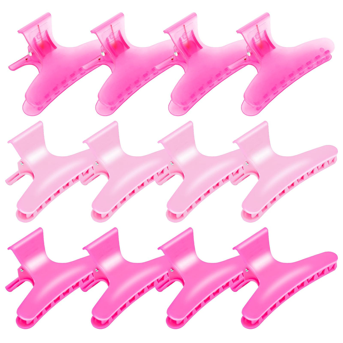 BAHABY front pack of twelve pink butterfly hair clips showing colors and count, easy organization