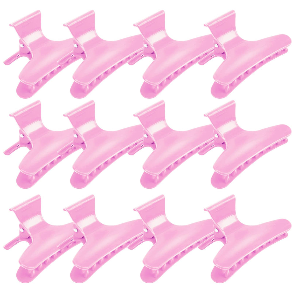 BAHABY front view of 12-pack showing pink butterfly clips for easy sectioning