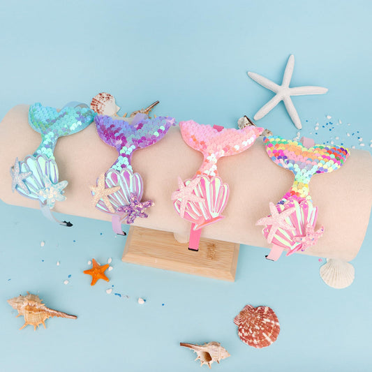 BAHABY close-up of sequin shell and starfish detail, durable sparkle embellishment