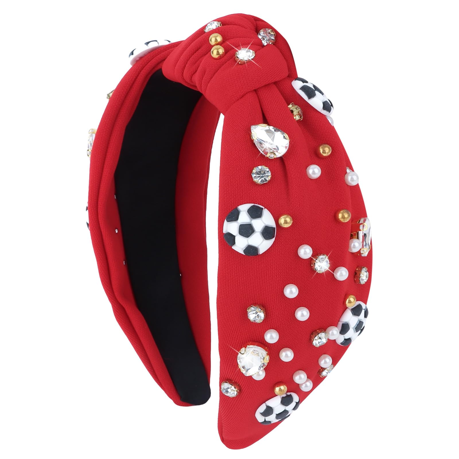 BAHABY red headband front view shows sporty style and secure fit