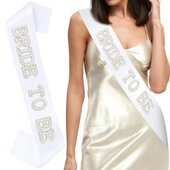 BAHABY sash front view showing bold Bride to Be lettering and sheen