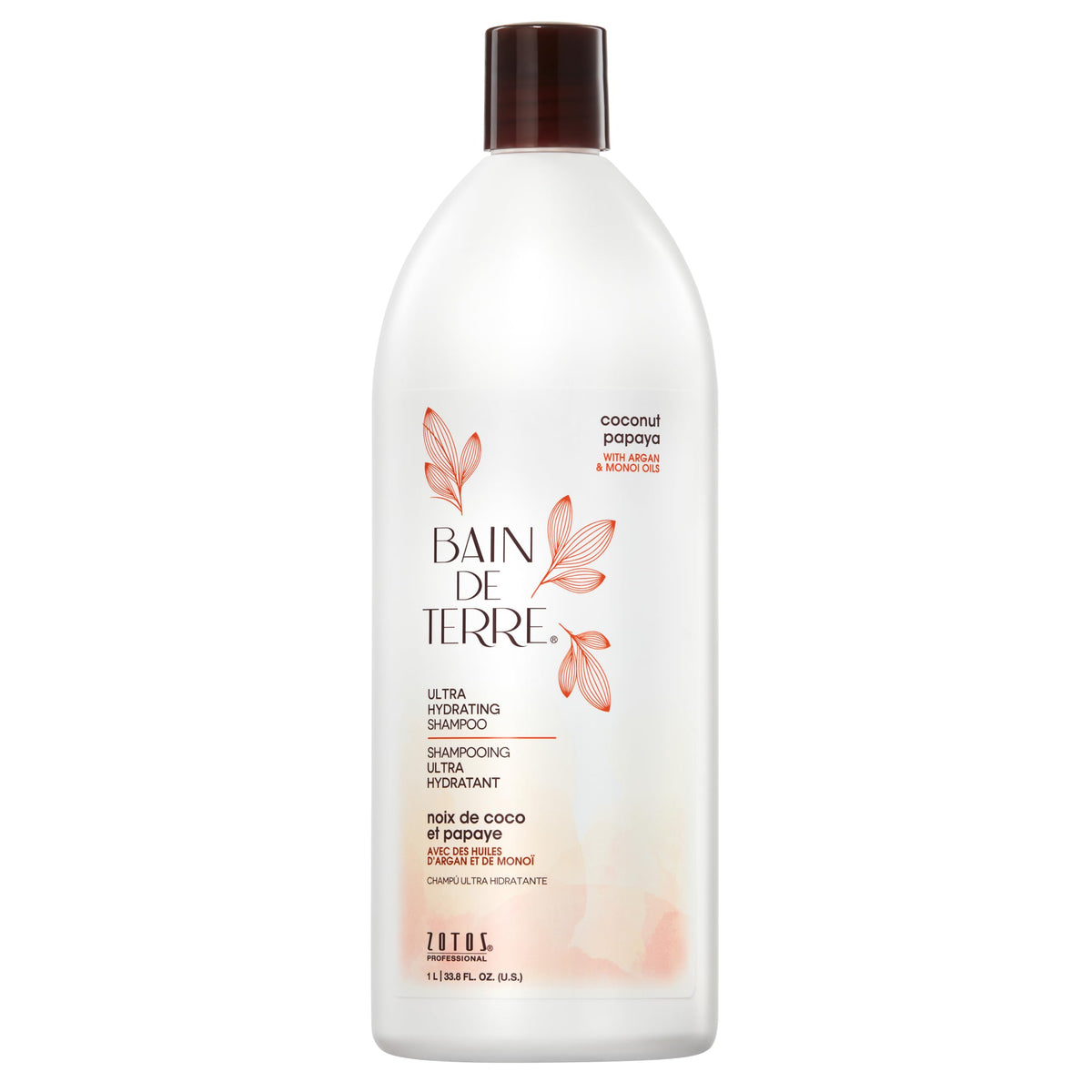 Bain de Terre bottle front view showing product and large size benefit