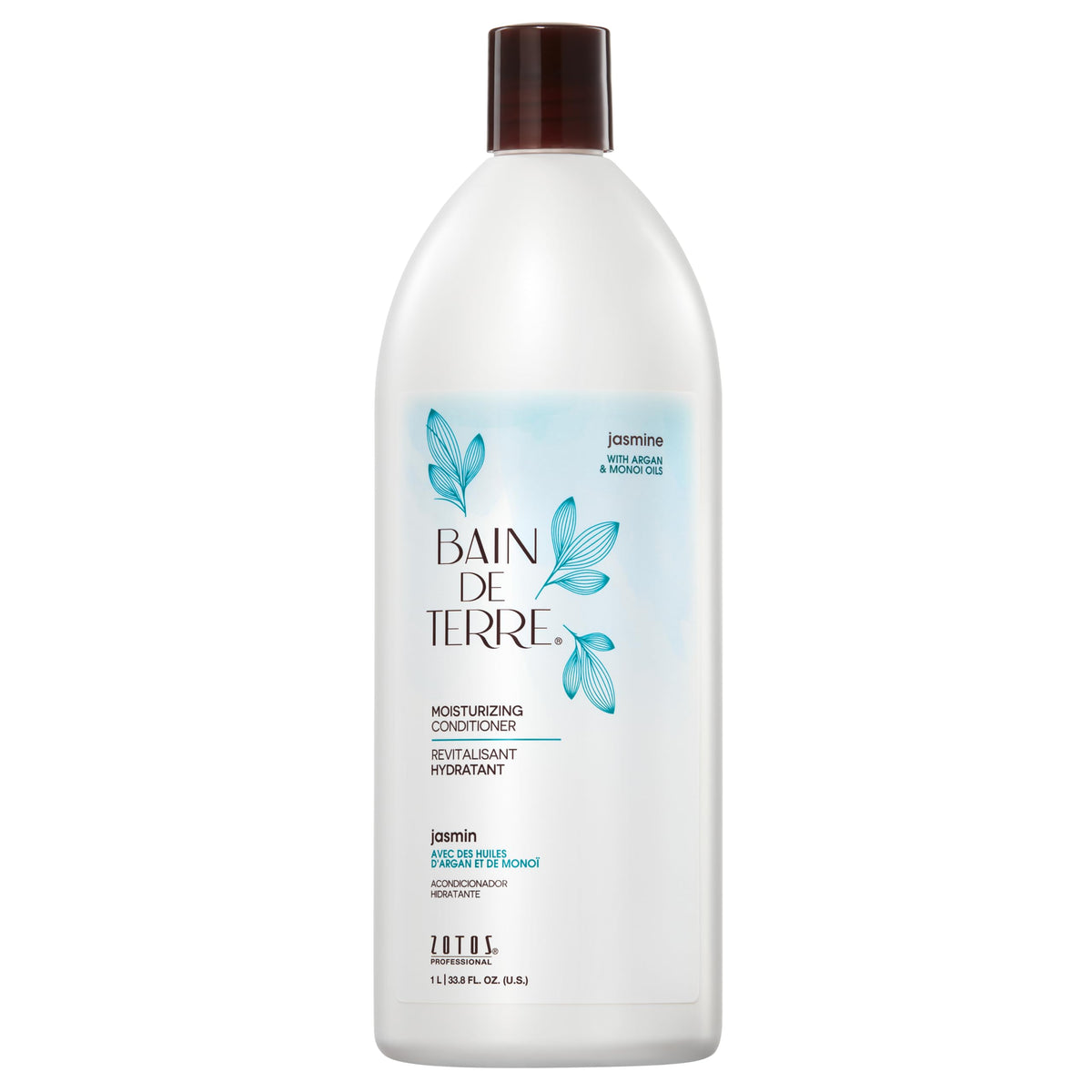 Bain de Terre front bottle showcasing jasmine conditioner packaging benefits shine