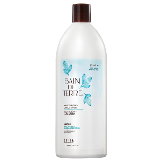 Bain de Terre front bottle showcasing jasmine conditioner packaging benefits shine